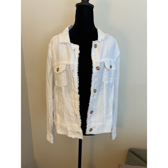 Hatley Jackets & Blazers - NEW Hatley Linen Cropped Jacket Light Weight White Classic Straight Fit Medium